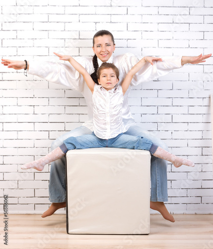 Mom and daughter raised their hands