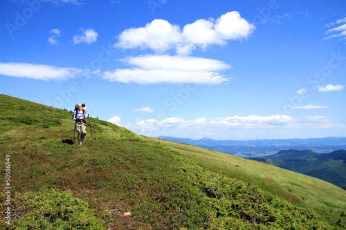 Summer hiking in the mountains.