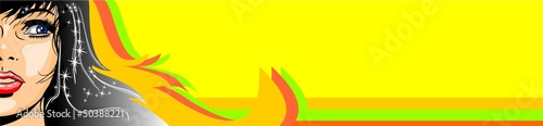 Banner header with illustration of brunette woman
