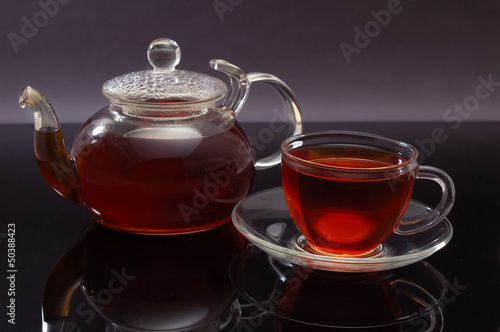 glass teapot and cup