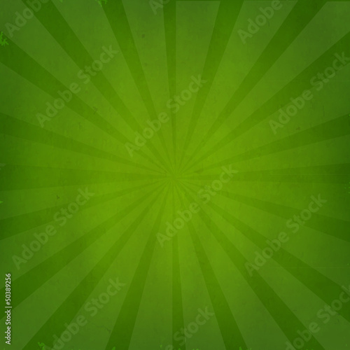 Green Grunge Background Texture With Sunburst