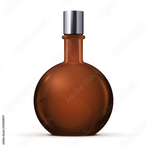 Brown Glass Round Alcohol Bottle Or Perfume Bottle