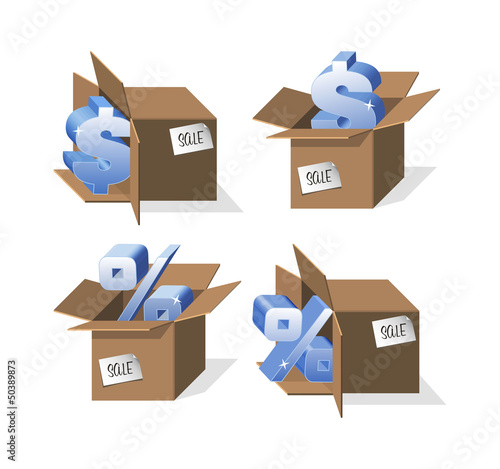 Set of Boxes with percent and dollar