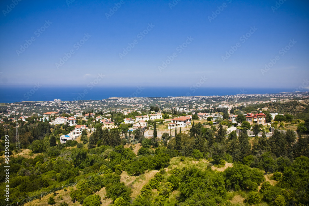 Cyprus landscape with mountains and Mediterranean sea