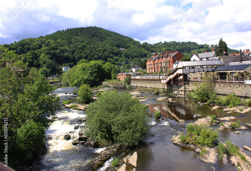 View of Llangollen in Denbighshire Wales UK