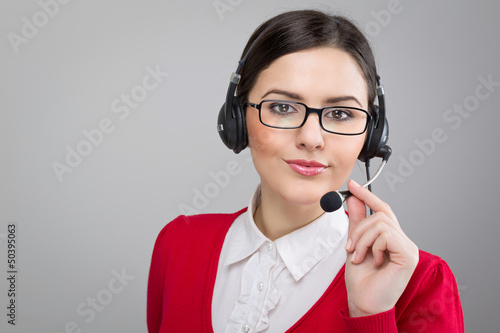 Friendly smiling customer support woman