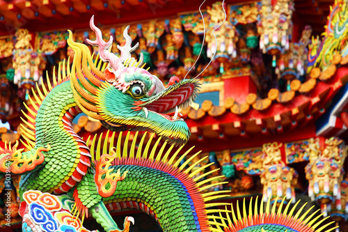 Chinese dragon on roof © leungchopan