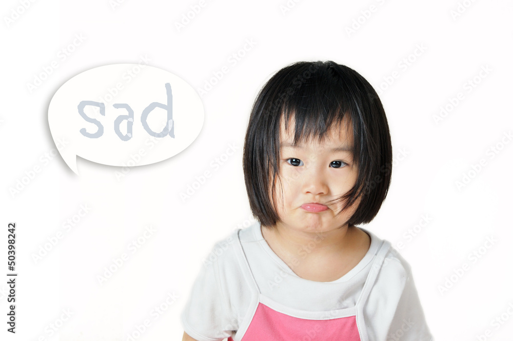 sad asian little child with sad asian little child with