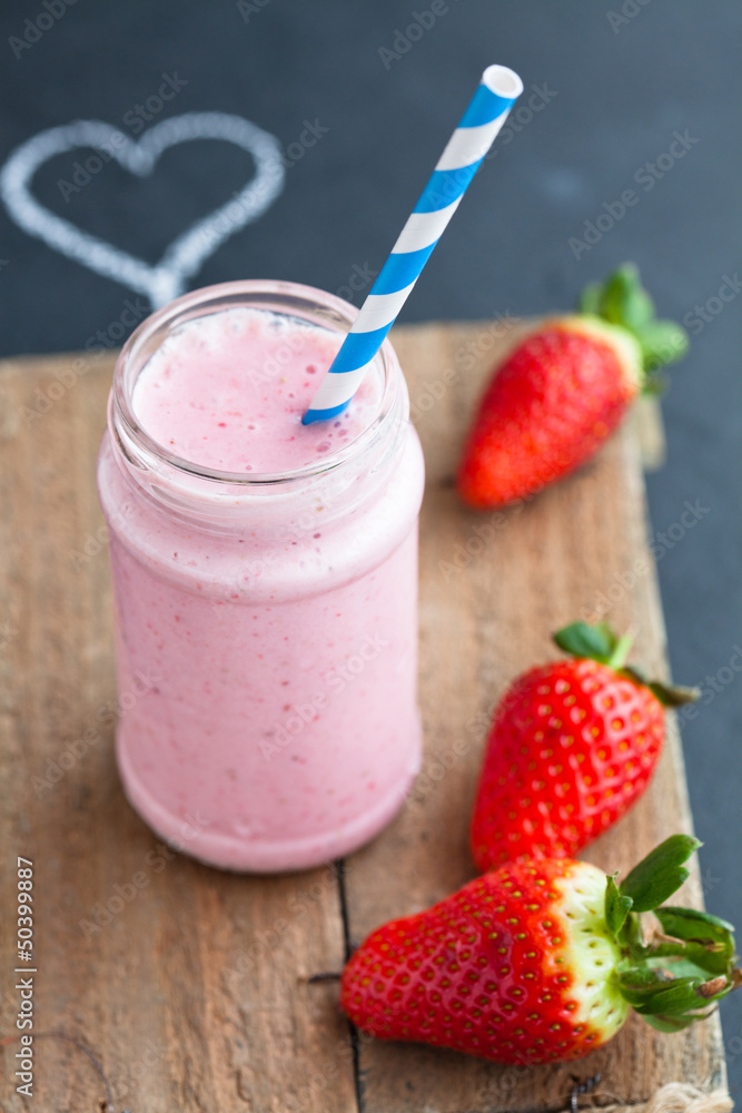 Strawberry smoothie and heart drawing Strawberry smoothie and heart drawing
