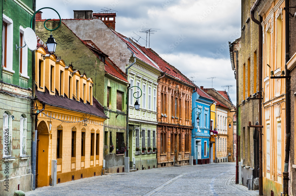 Medieval street in Brasov, Romania