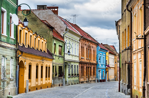 Tablou pe pânză Medieval street in Brasov, Romania