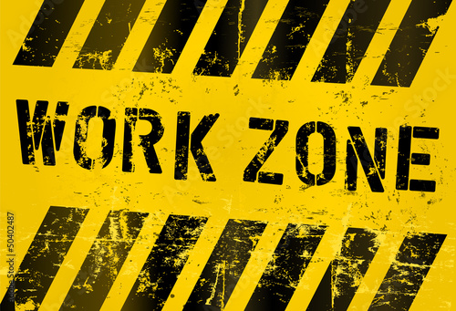 work zone sign, worn and grnugy, vector scalable