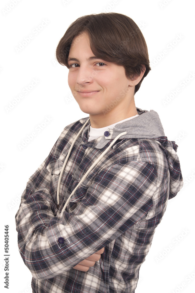 Handsome smiling teenager with crossed arms Handsome smiling teenager with crossed arms