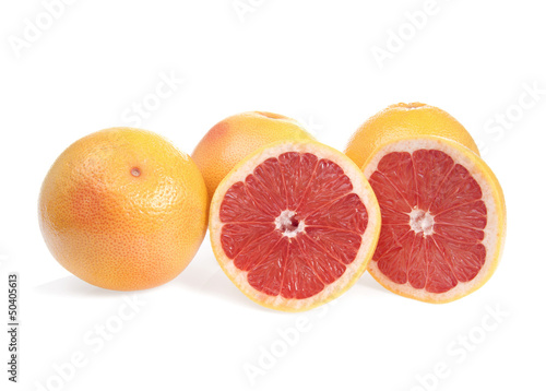 Fresh juicy grapefruits  isolated on white background