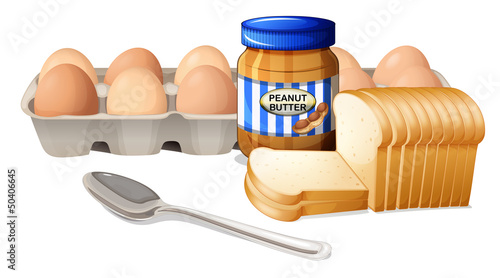 A bread with peanut butter and eggs