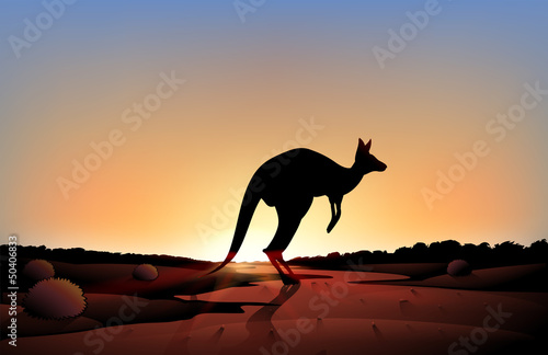 A sunset with a kangaroo © GraphicsRF