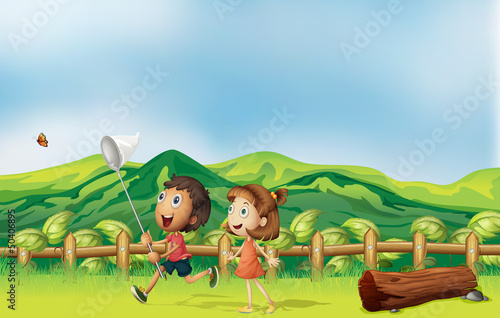 Kids playing across the mountain