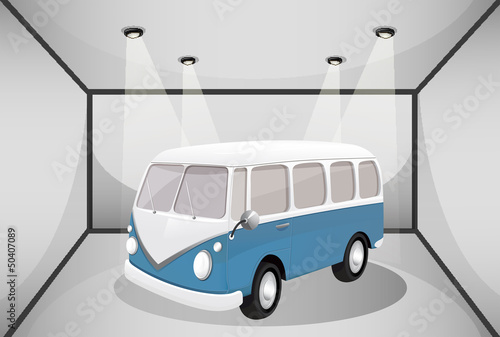 A bus in the garage
