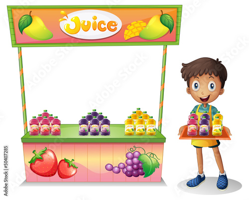 A boy selling fruit juices