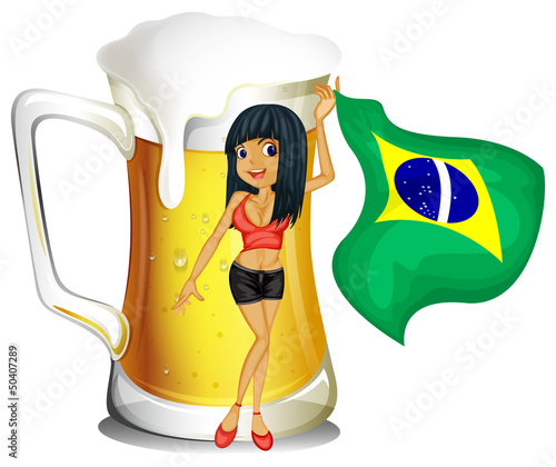 A big mug of beer with a brazilian lady photo