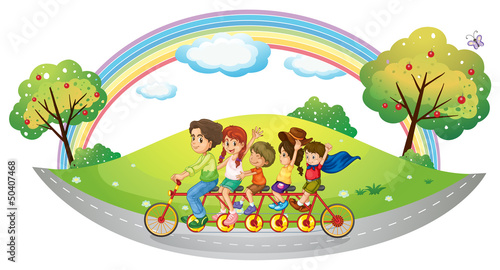 Children riding in a bicycle