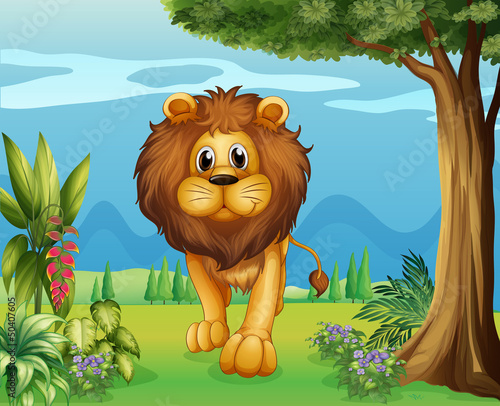 A big lion in the garden
