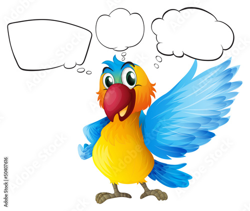 A parrot with empty callouts