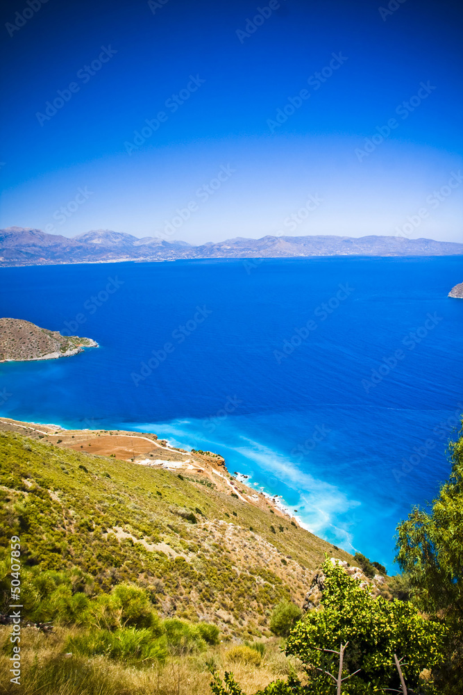 Turquise water of bay on Crete, Greece