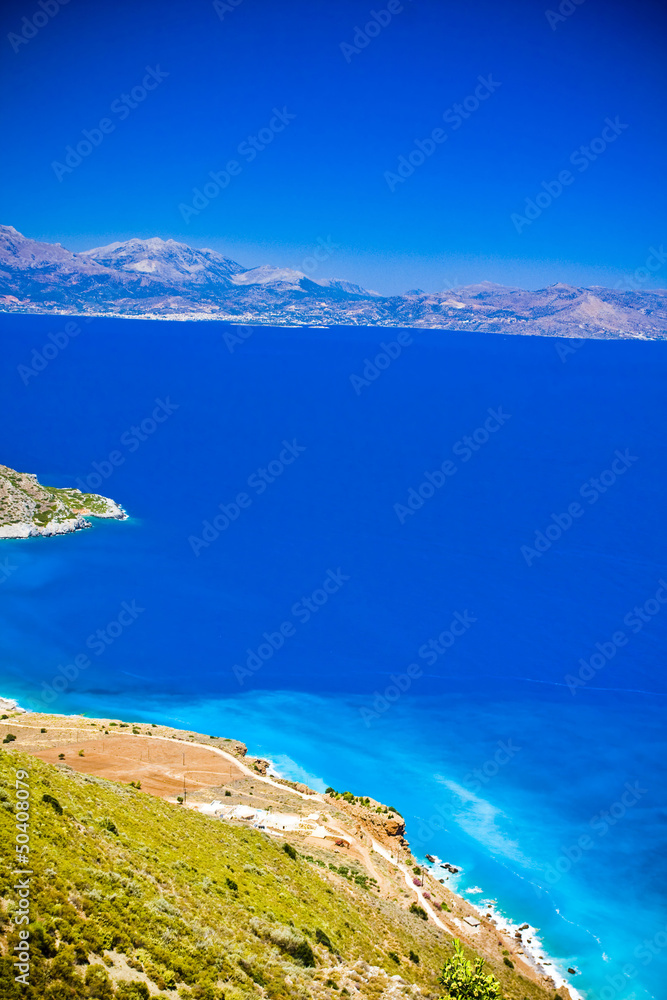 Turquise water of bay on Crete, Greece