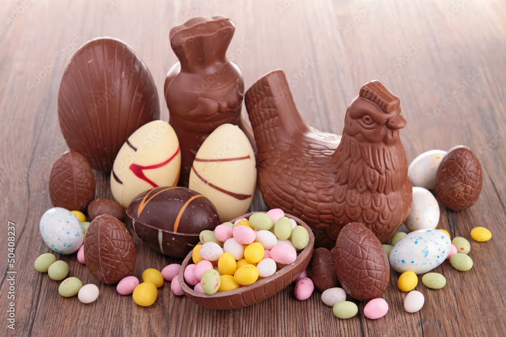 Fototapeta premium assortment of easter chocolate eggs