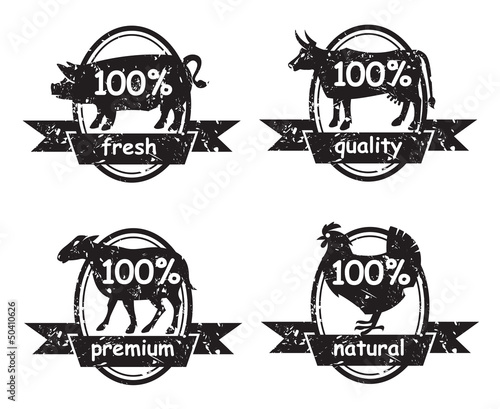 set of butcher shop labels