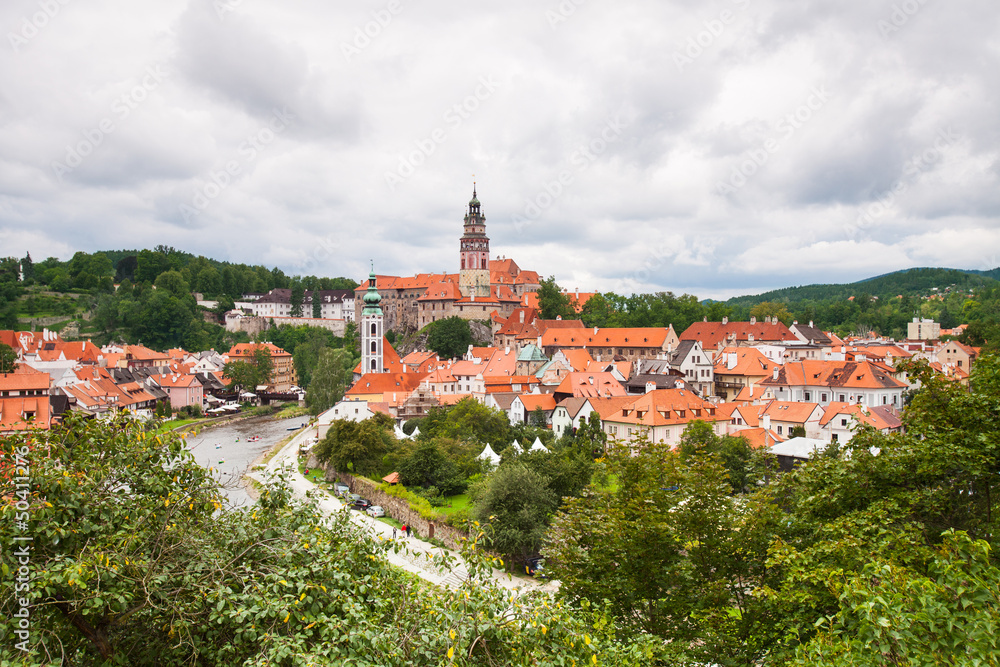 Panorama of Cesky Krumlov, Czech Republic. UNESCO.