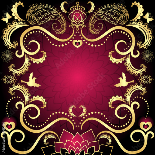 Purple-gold vintage valentine frame