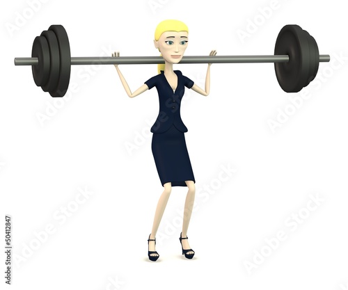 3d render of cartoon character with barbell