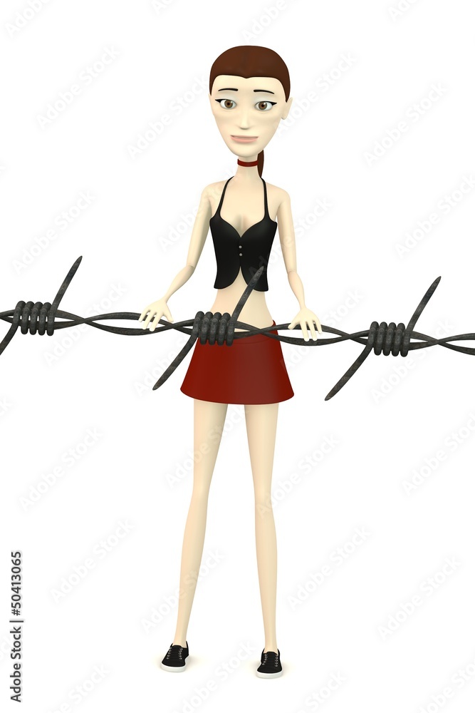 3d render of cartoon character with barbed wire 3d render of cartoon character with barbed wire