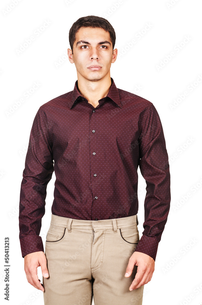 Fototapeta premium Male model with shirt isolated on white