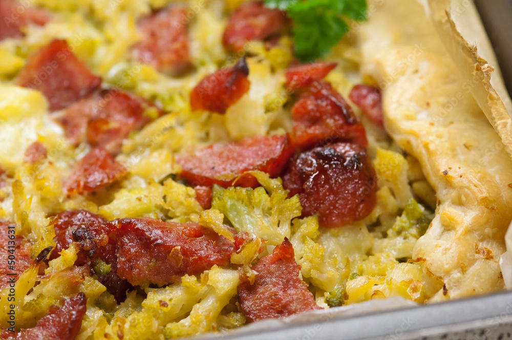 Sausage and cauliflower cake - Tortino salsicce e cavolfiori Sausage and cauliflower cake - Tortino salsicce e cavolfiori