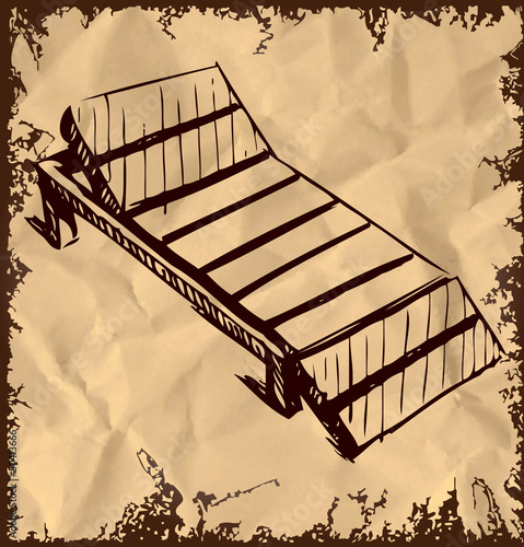 Wooden lounge for rest on vintage background