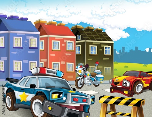 The police car officers - illustration for the children © honeyflavour