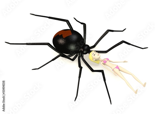 3d render of cartoon character with black widow spider © bescec
