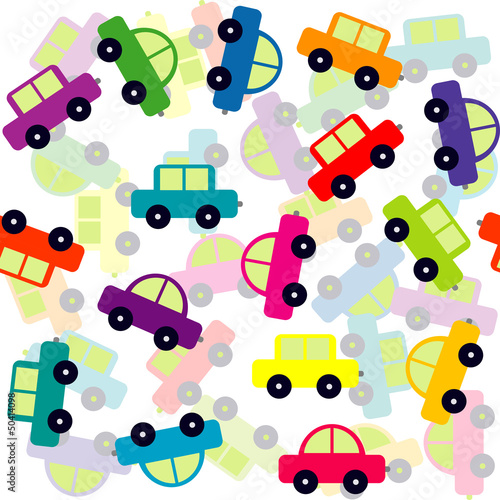 Seamless background with colored toy cars #50414098