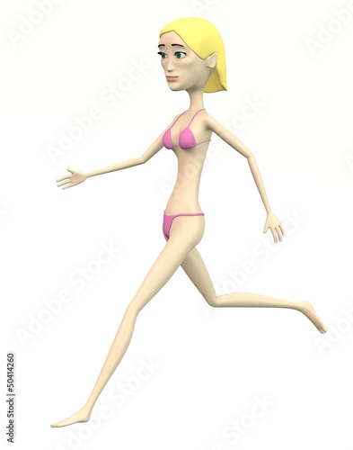 cartoon female character in swimsuit - running photo