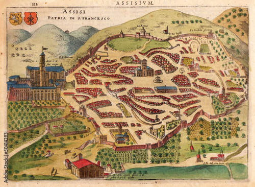 Italian city medieval map photo