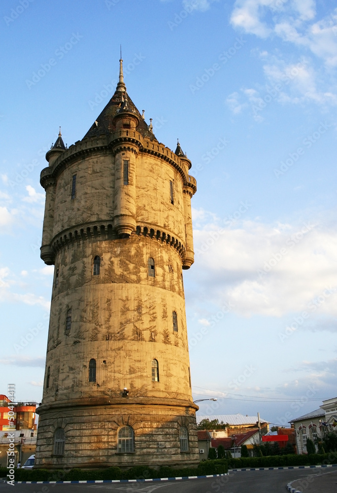 Gothic tower in the center of Drobeta Turnu Severin, Romania