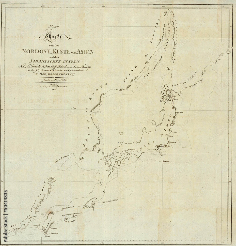 Naklejka premium Japan 1805 map