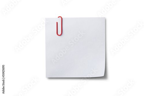 Notizzettel mit roter Büroklammer