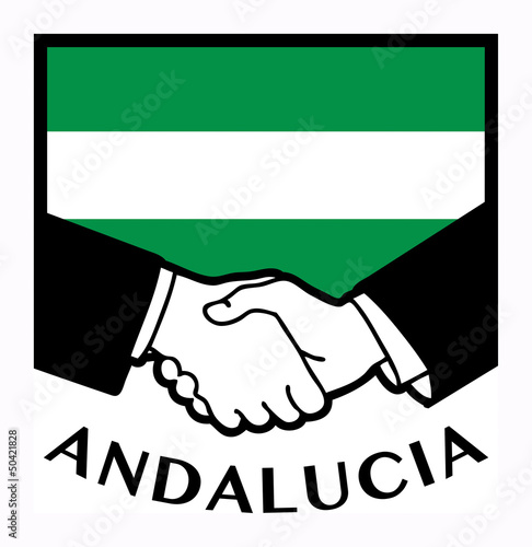 Andalucia flag and business handshake, vector illustration photo
