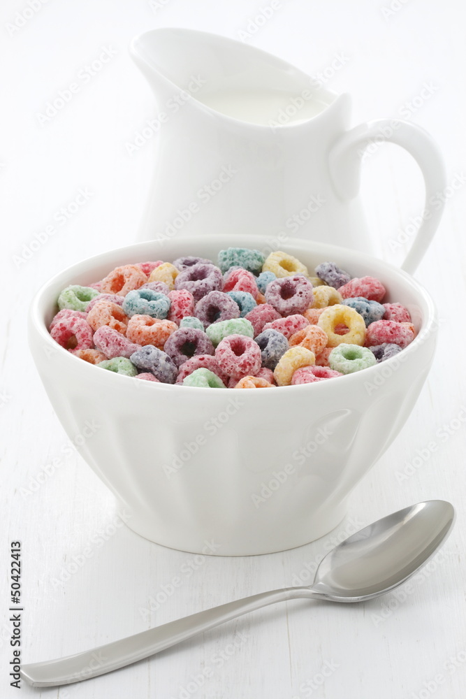 Delicious kids cereal loops with a fruit flavor Delicious kids cereal loops with a fruit flavor