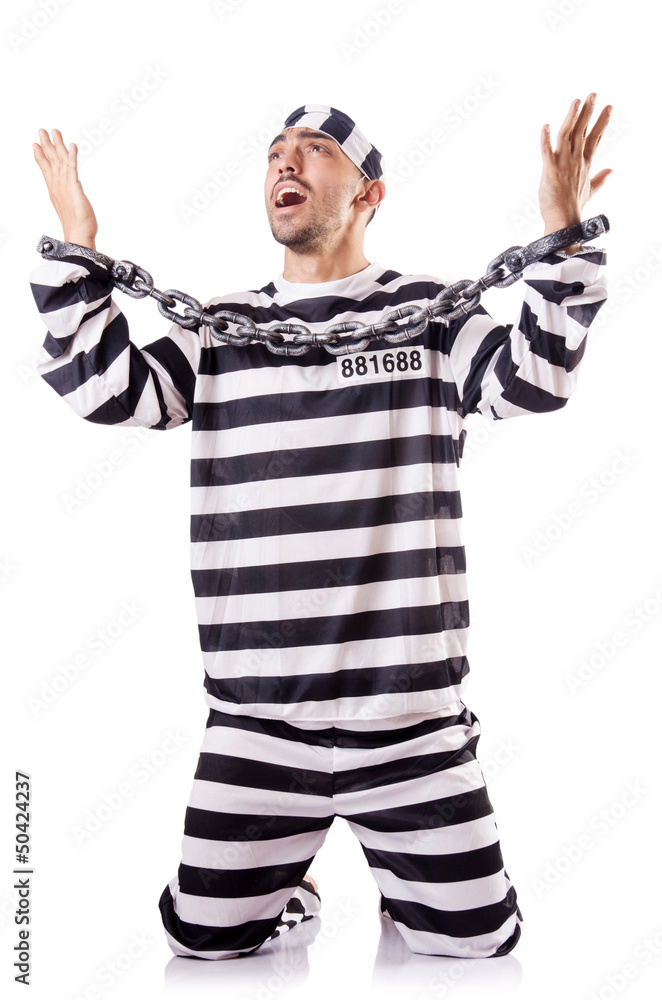 Convict criminal in striped uniform Convict criminal in striped uniform