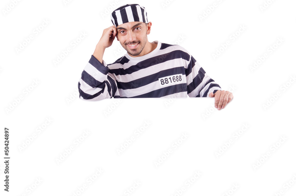 Convict criminal in striped uniform Convict criminal in striped uniform